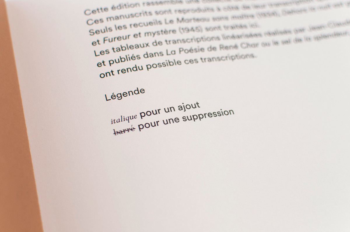 Première page du livre de transcriptions de manuscrits de René Char